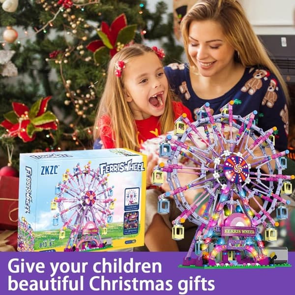 Ferris Wheel Building Blocks Set with Lights for Kids, 813pcs