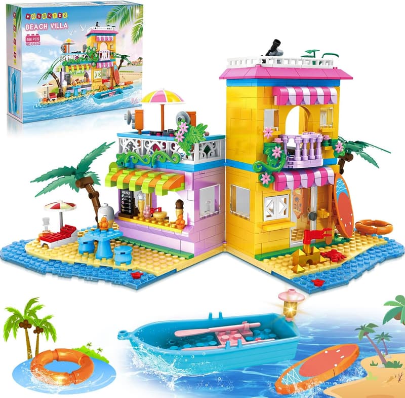 Beach House Building Set - 586PCS Cottage Construction Toys for Kids