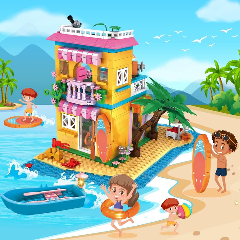 Beach House Building Set - 586PCS Cottage Construction Toys for Kids