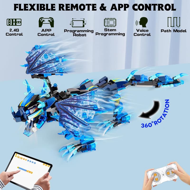 STEM Dragon Building Kit with Remote Control - 549 Pieces for Kids