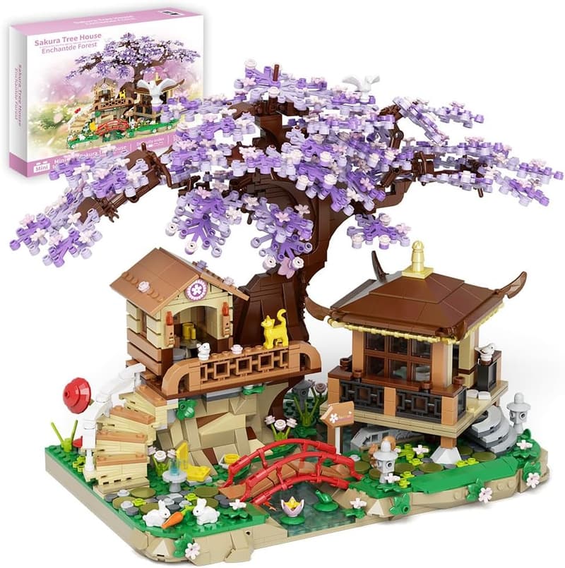 Cherry Blossom Tree Building Set - 1388-Piece Flower Model for Kids