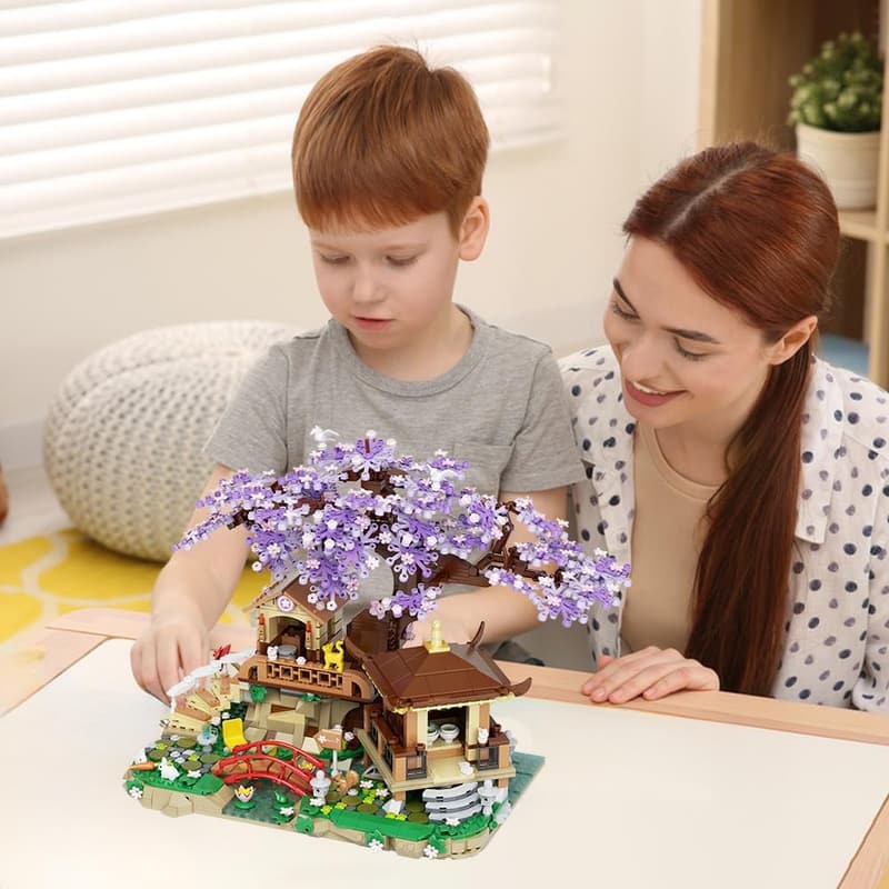 Cherry Blossom Tree Building Set - 1388-Piece Flower Model for Kids