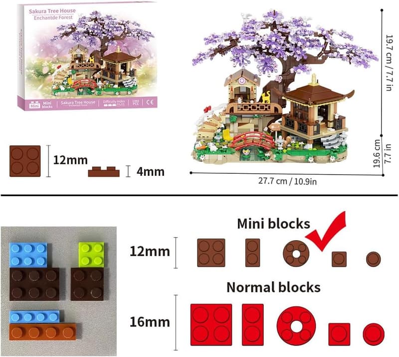 Cherry Blossom Tree Building Set - 1388-Piece Flower Model for Kids