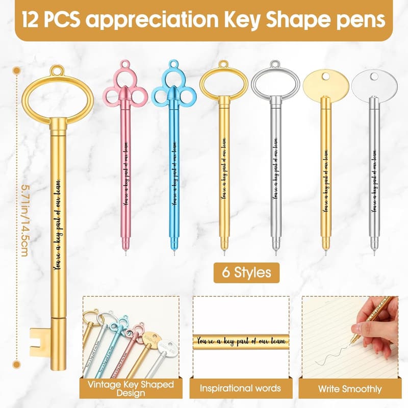Team Appreciation Gifts: Inspirational Key Rollerball Pen Set (12)