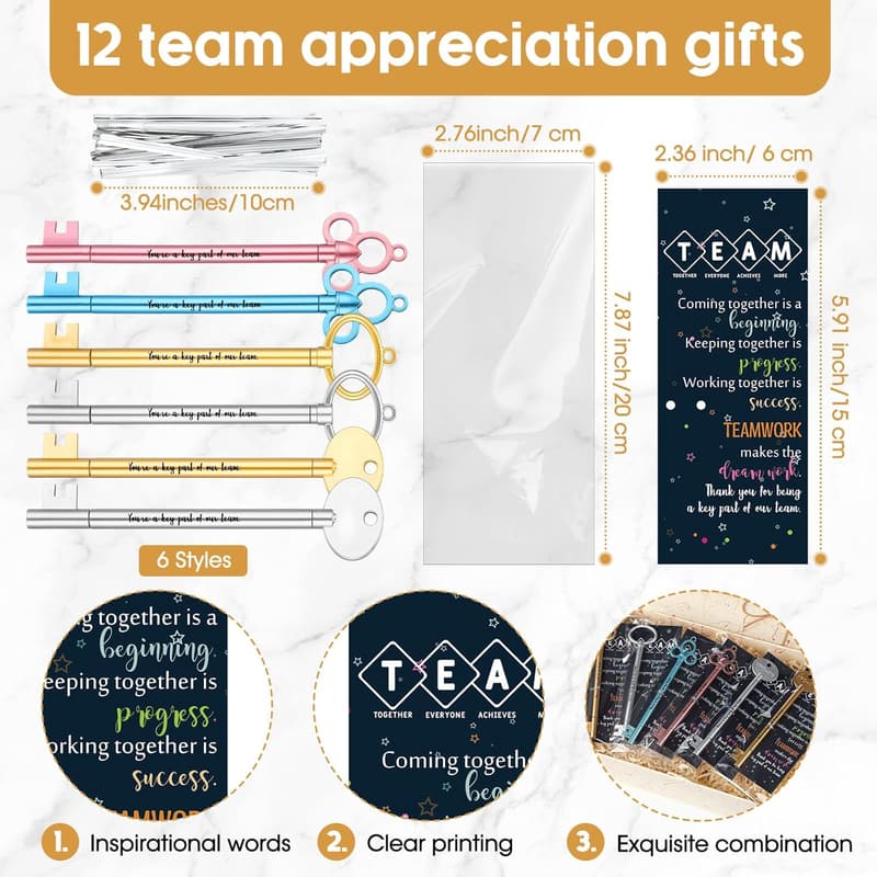 Team Appreciation Gifts: Inspirational Key Rollerball Pen Set (12)