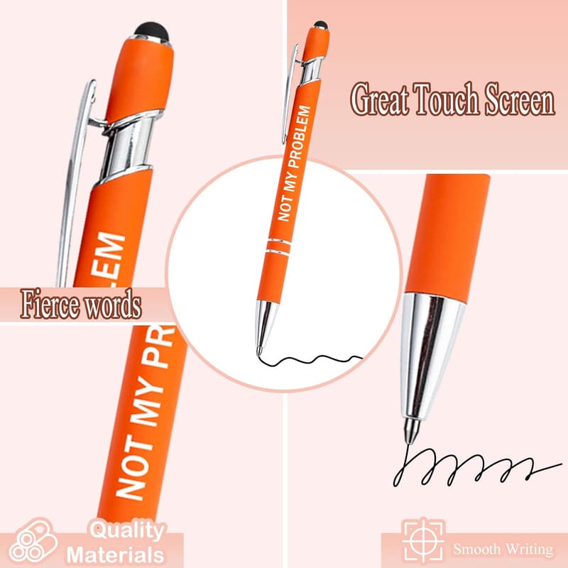 Funny Sarcastic Ballpoint Pens with Stylus - 12 Pieces
