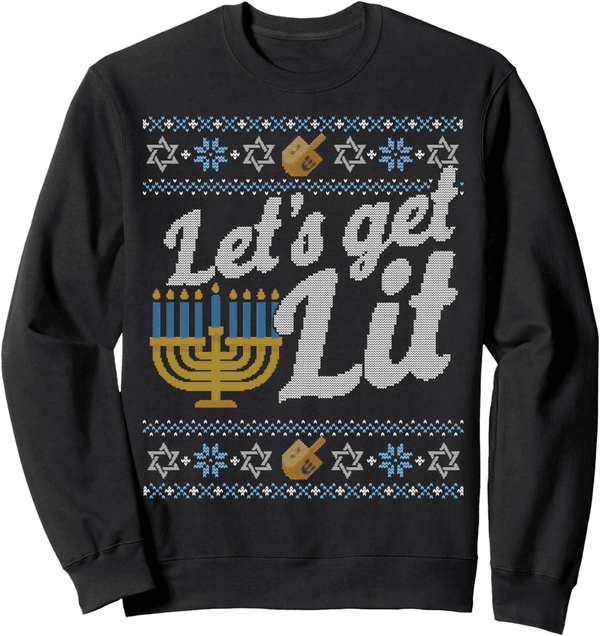 Funny Hanukkah Menorah Sweatshirt - Let's Get Lit