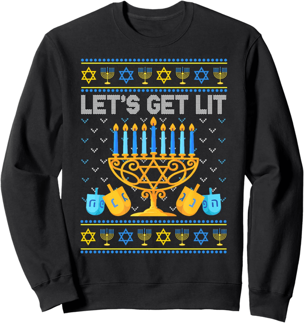 Ugly Hanukkah Sweater with Menorah Design for Men