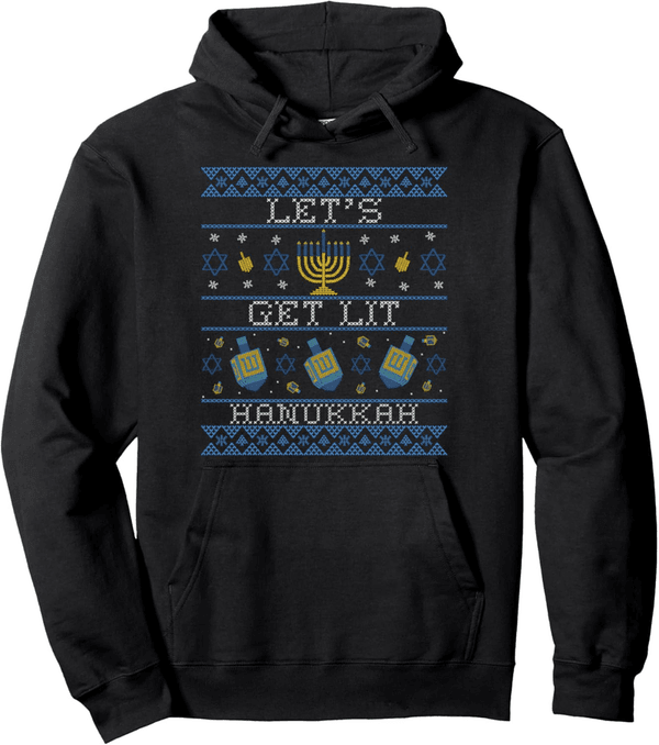 Hanukkah Pullover Hoodie - Let's Get Lit Sweater