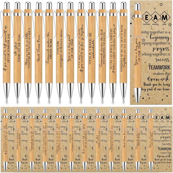 Principal Appreciation Gifts: Bulk Motivational Bamboo Pens with Cards