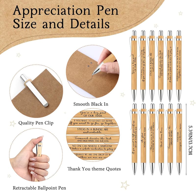 Principal Appreciation Gifts: Bulk Motivational Bamboo Pens with Cards