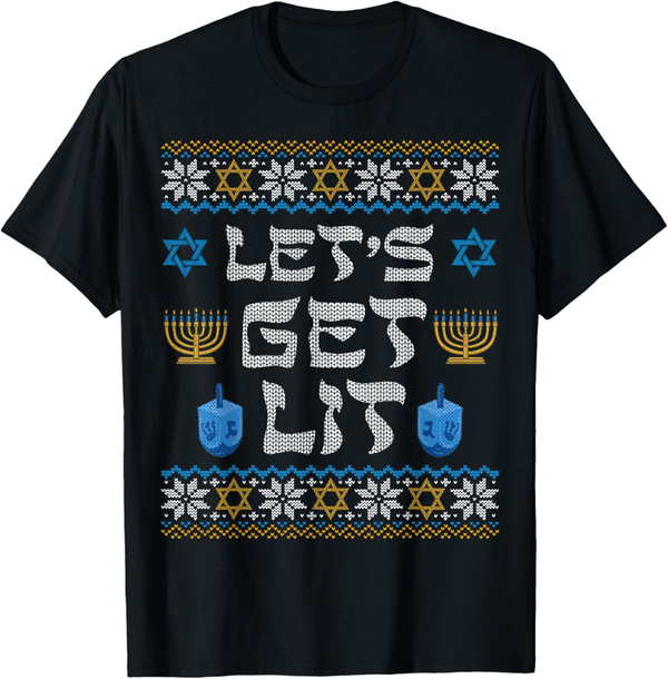 Hanukkah Menorah T-Shirt for Men - Let's Get Lit