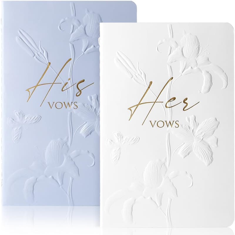 Wedding Vow Books Set for Bride and Groom - 28 Pages, Gilded