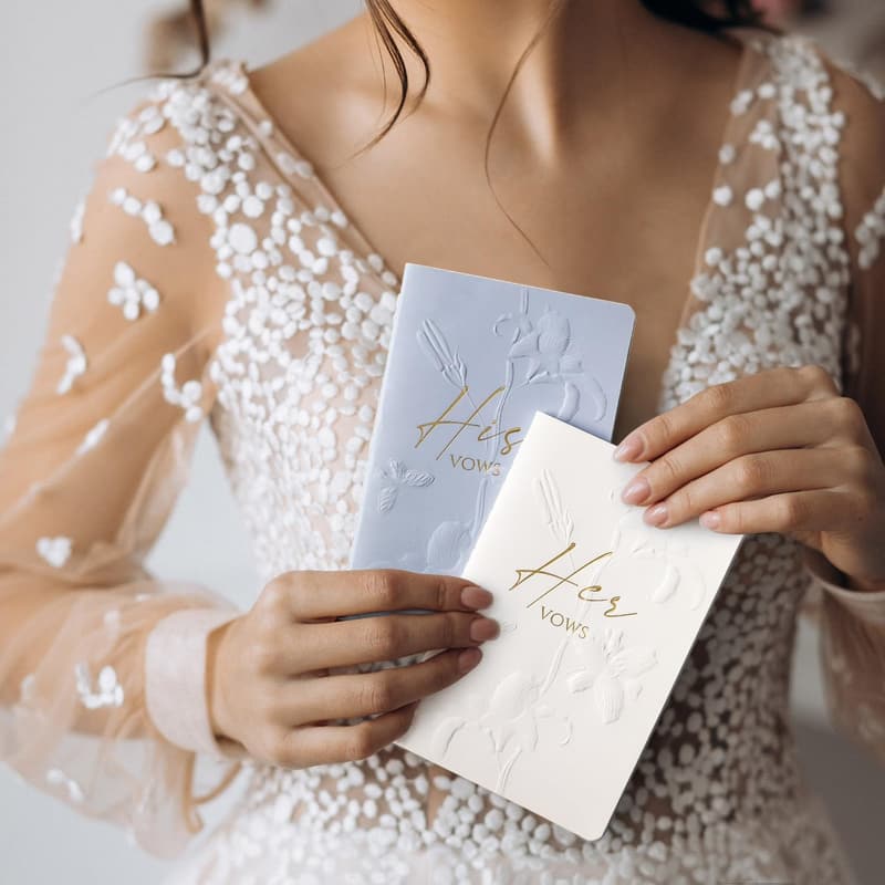 Wedding Vow Books Set for Bride and Groom - 28 Pages, Gilded