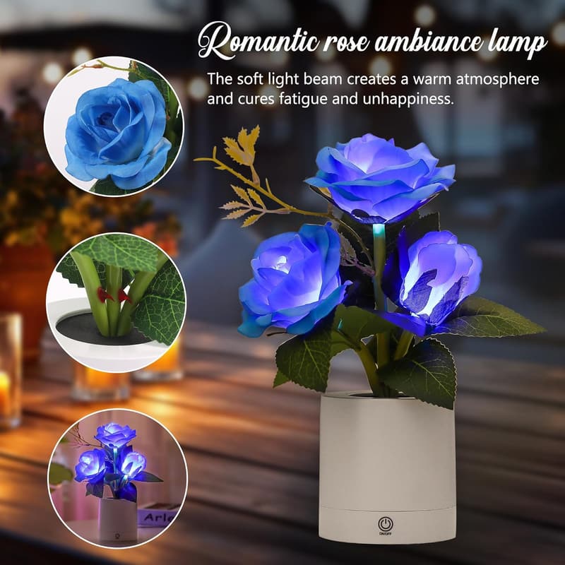 Blue Rose LED Night Light for Women - Gifts for Valentine's Day
