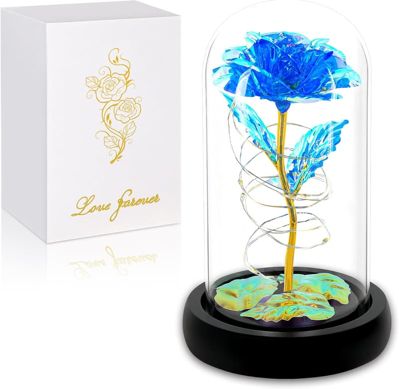 Light Up Rose in Glass Dome - Birthday & Mother's Day Gift for Her