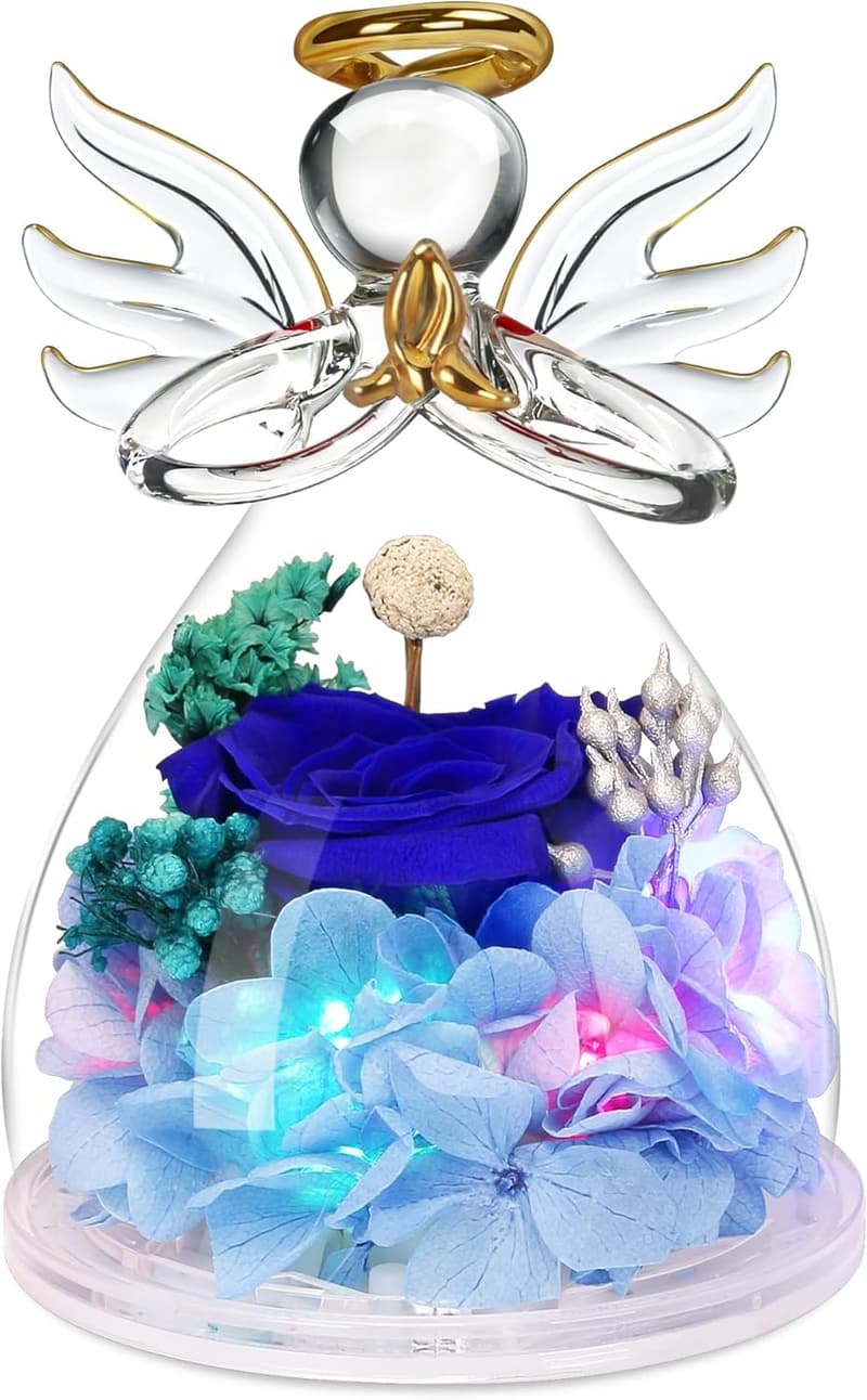 Mother's Day Preserved Flower Rose Glass Angel Gift