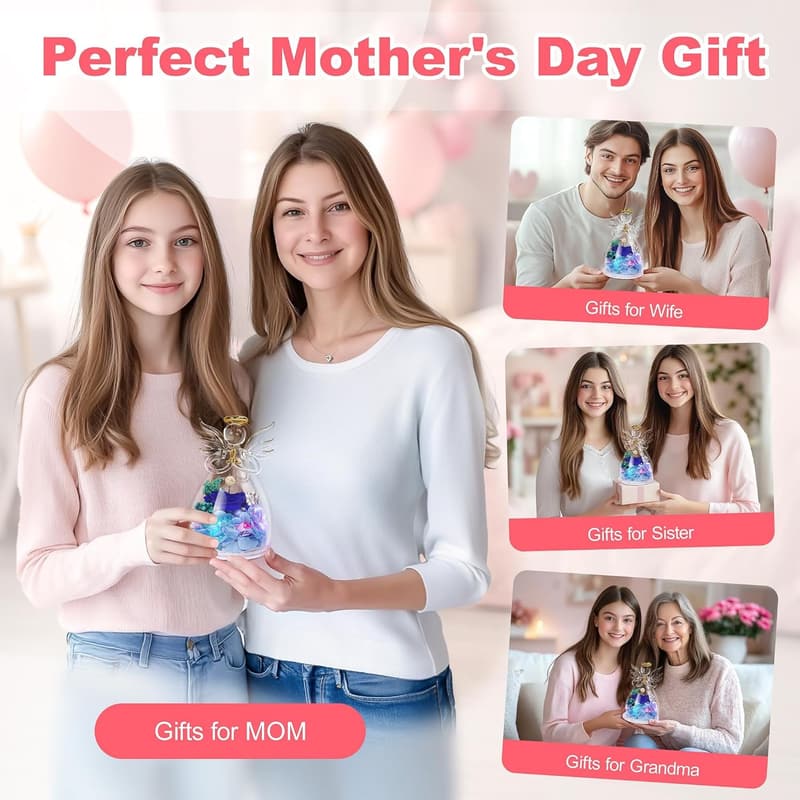 Mother's Day Preserved Flower Rose Glass Angel Gift