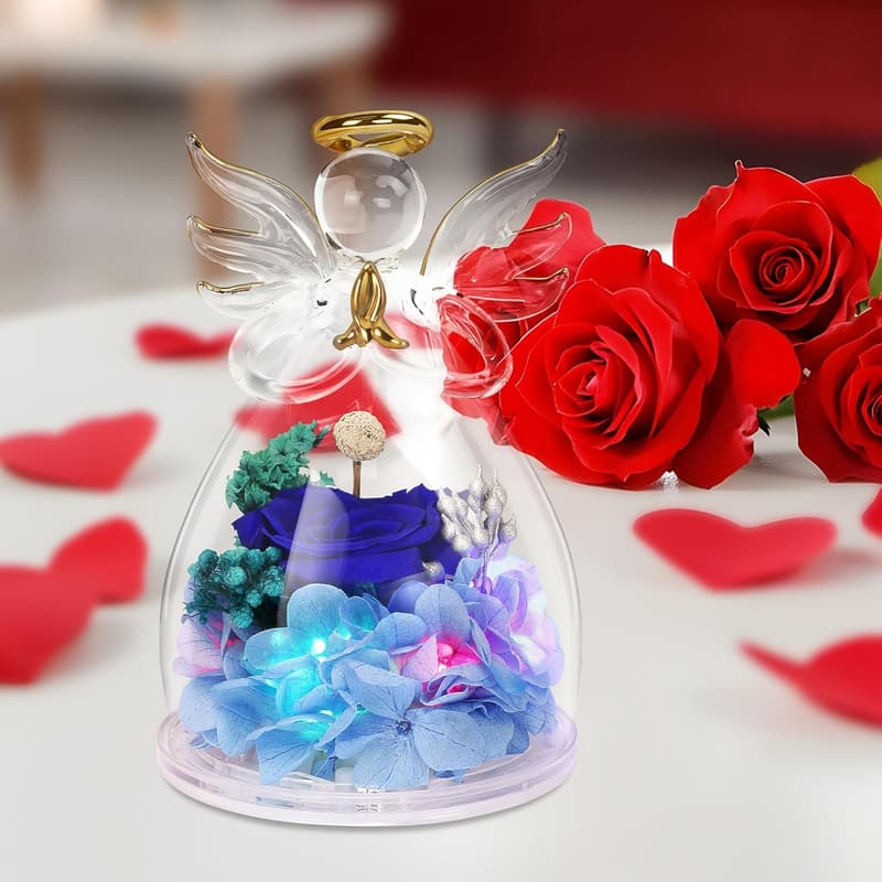 Mother's Day Preserved Flower Rose Glass Angel Gift