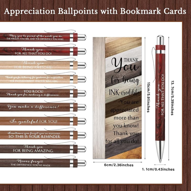 Employee Appreciation Gift Set: Bamboo Pens, Keychains & Cards