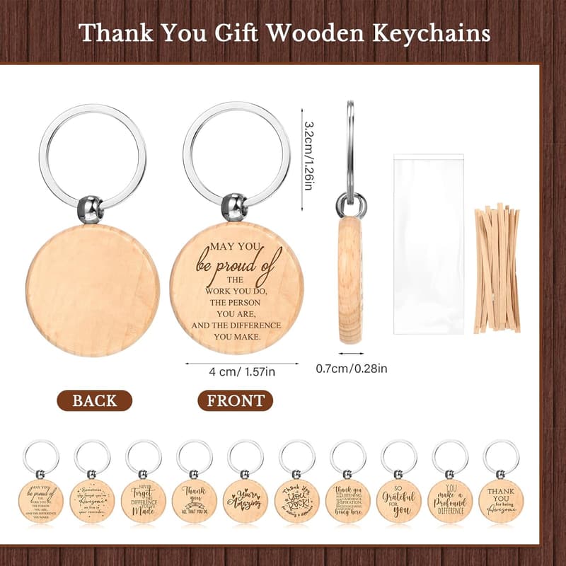 Employee Appreciation Gift Set: Bamboo Pens, Keychains & Cards