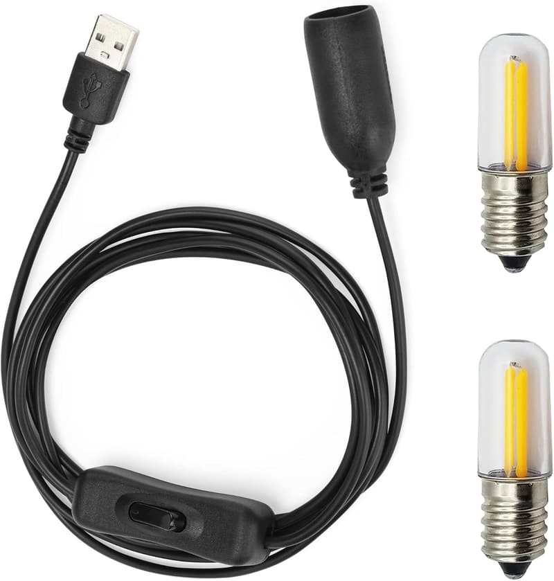 E14 Socket Adapter with 2pcs 5V LED Bulbs for Home Decor
