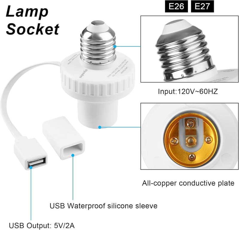 Wyze Cam E26 USB Power Adapter - 2 Pack for Security Cameras