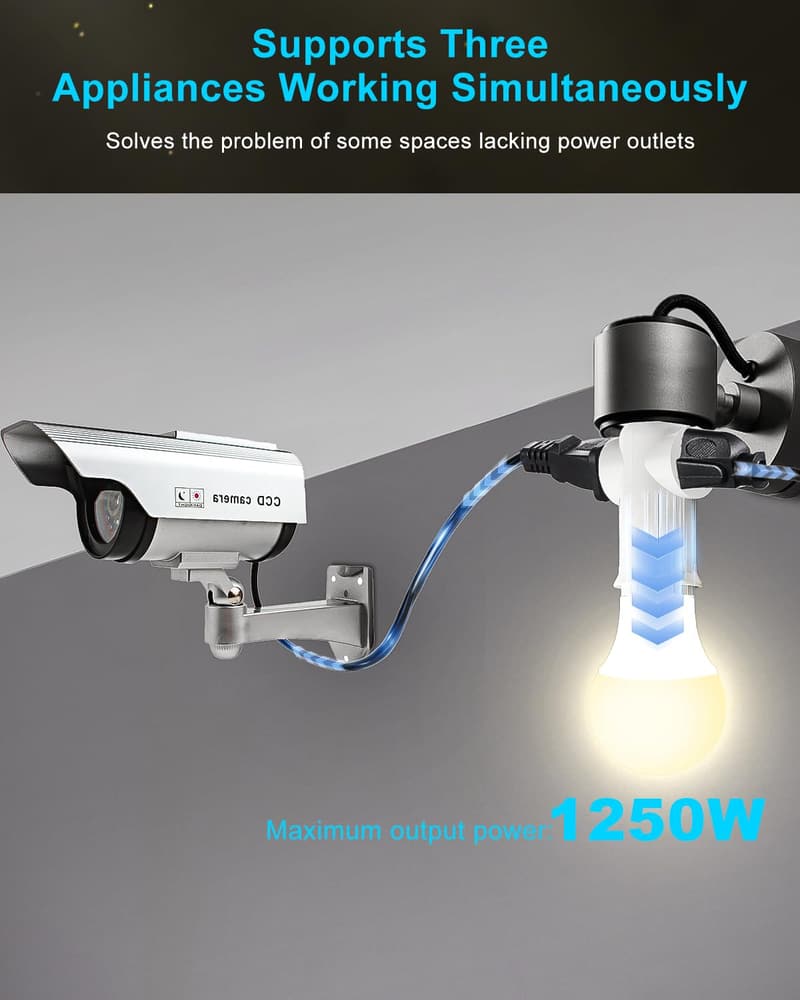 3 Prong Polarized Light Socket Adapter for Garage/Porch