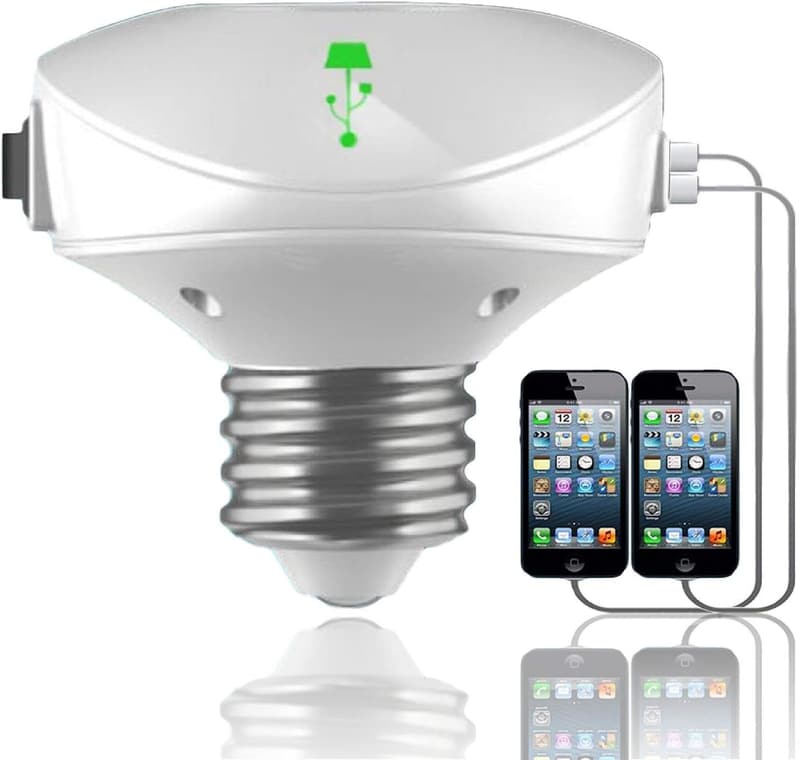 USB Charging Station Light Socket Adapter with 2 Ports