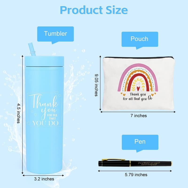 Employee Appreciation Set: 6 Inspirational Tumblers & Makeup Bags