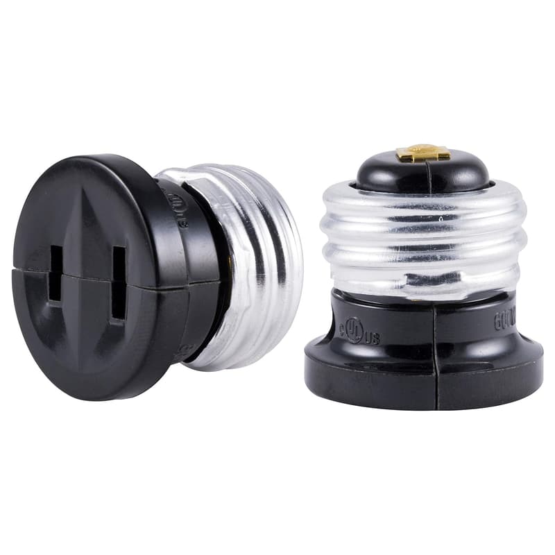 Polarized Light Bulb to Outlet Socket Adapter, 2-Pack