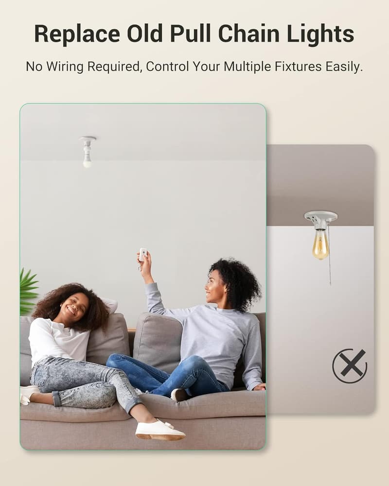 Wireless Remote Control Light Bulb Socket Kit for E26/E27 Fixtures