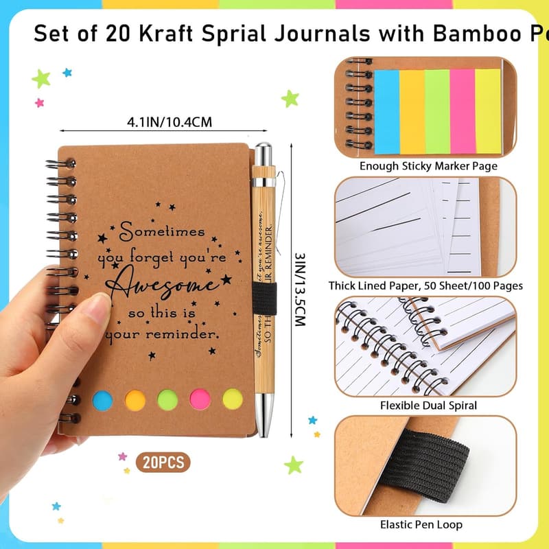 Employee Appreciation Gift Set: Inspirational Notebook & Bamboo Pen