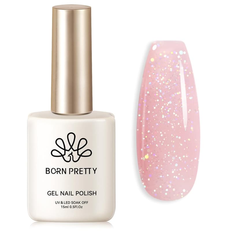 Holographic Pink Jelly Gel Nail Polish - Hema-Free, 15ML