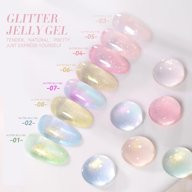 Holographic Pink Jelly Gel Nail Polish - Hema-Free, 15ML