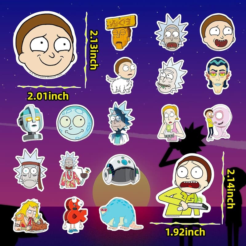 Rick and Morty Waterproof Vinyl Stickers - 50 Pack Decals