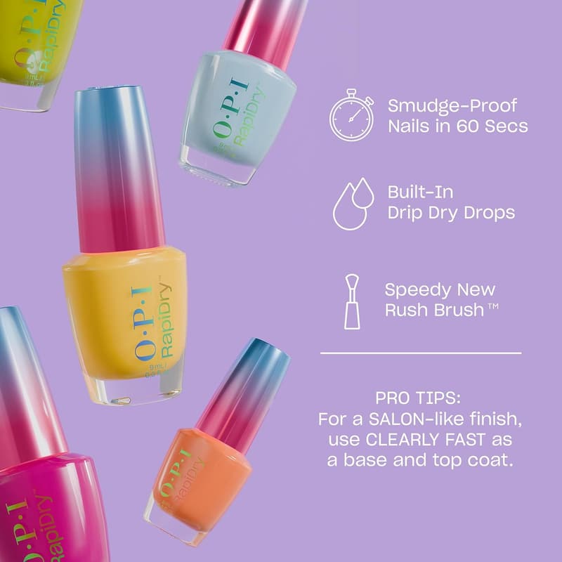 Quick-Dry OPI Nail Polish Set - Vegan, Opaque & Shimmer Shades