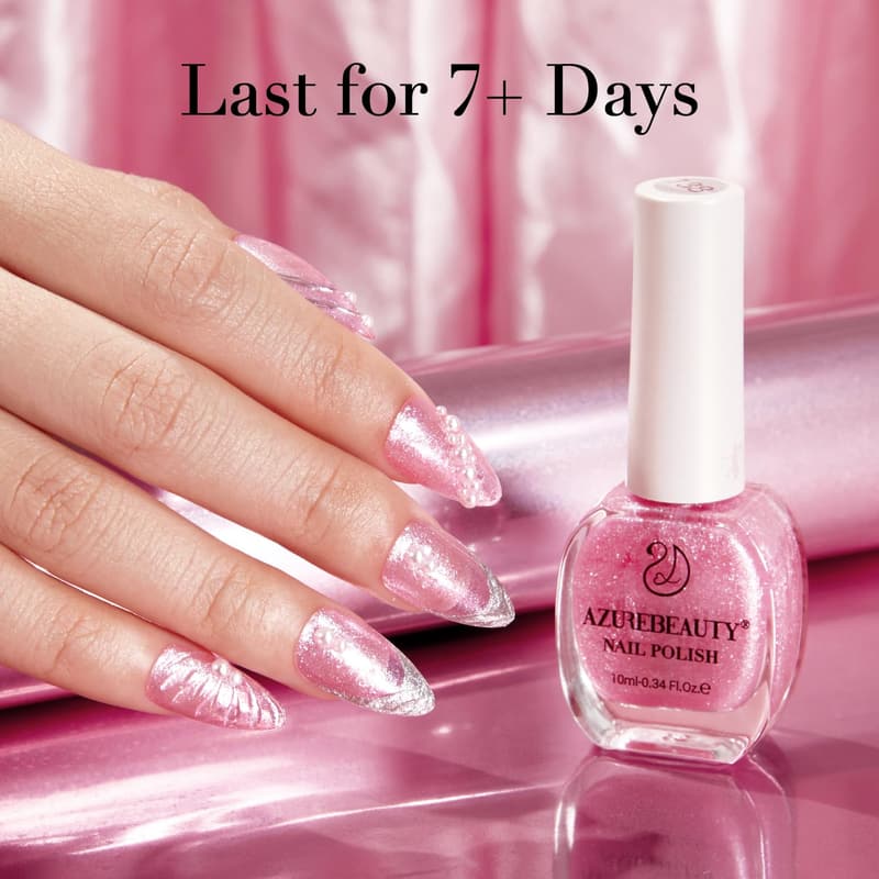 Quick-Dry Glitter Pink Nail Polish Treatment Kit for Women