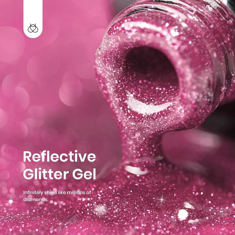 Hot Pink Glitter Gel Nail Polish - 15ml for Women