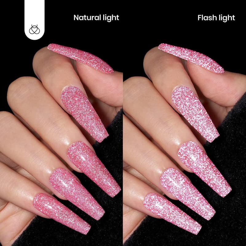 Hot Pink Glitter Gel Nail Polish - 15ml for Women