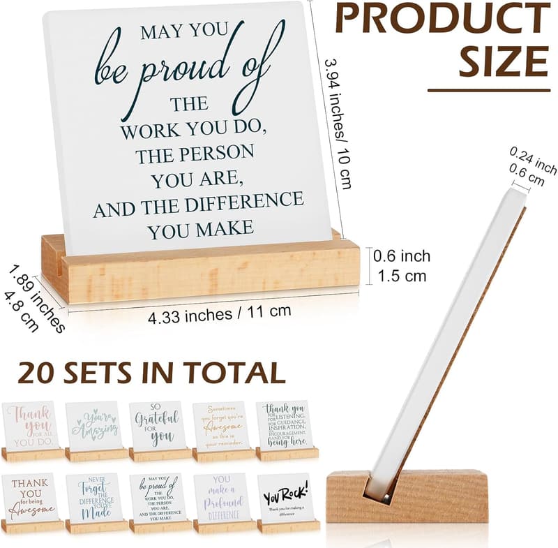 Inspirational Quotes Desk Decor - 20 Pack Office Gift Set