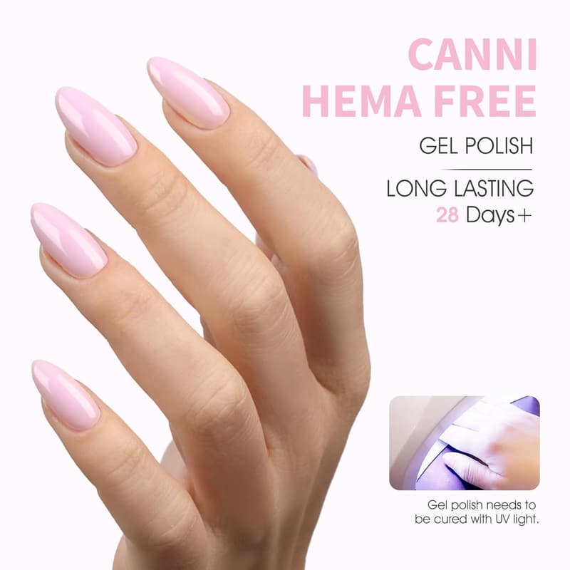 Light Pink Gel Nail Polish - High Gloss Soak Off for DIY Manicure