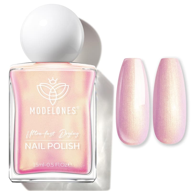 Iridescent Pink Nail Polish - Quick Dry Pearl Finish for Women