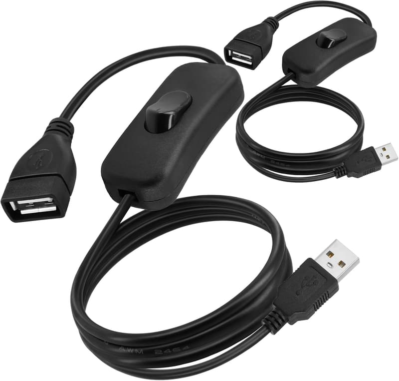 USB Power Switch Cable - 3FT Male to Female Extension Adapter