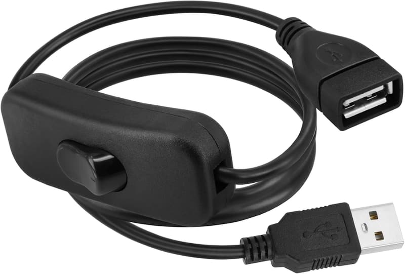 USB Power Switch Cable - 3FT Male to Female Extension Adapter
