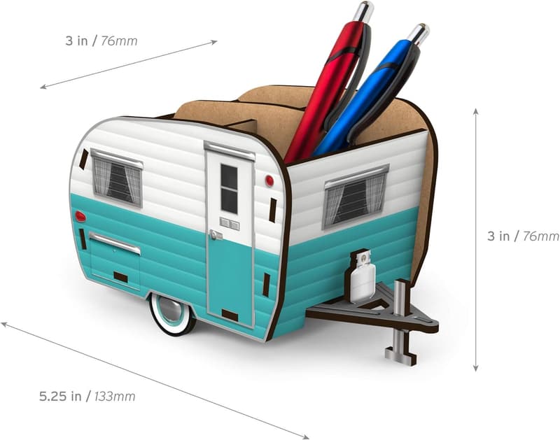 Vintage Camper Pencil Holder - Retro Desk Organizer for Travel Lovers