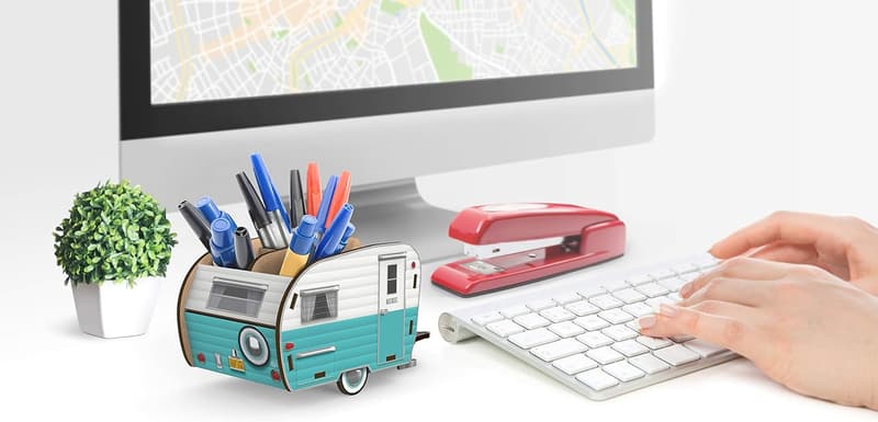 Vintage Camper Pencil Holder - Retro Desk Organizer for Travel Lovers