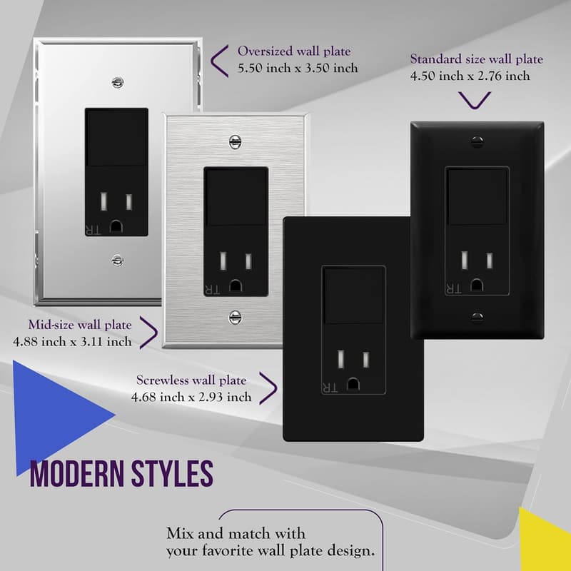 Enerlites 15A Decorator Paddle Switch with Tamper-Resistant Outlet