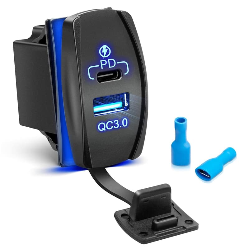 Waterproof Dual USB Charger with QC3.0 & PD for Marine & RV