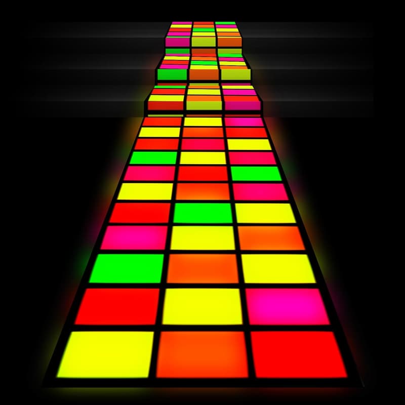 Neon Glow Dance Floor Rug - 80s/90s Birthday Party Aisle Runner